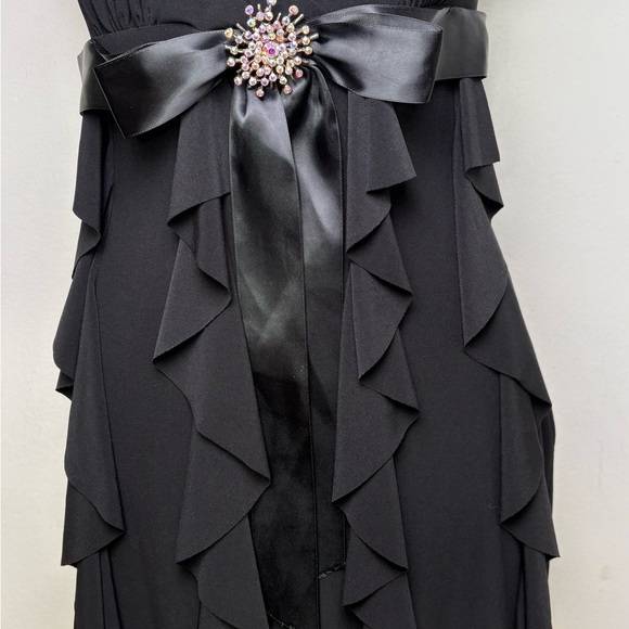 CACHE Y2K Vintage Prom Wedding Formal Dress Ruffles Rhinestone Sleeveless USA - Picture 9 of 15